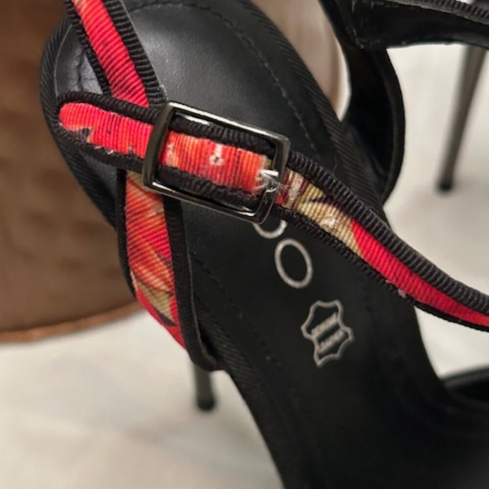 ALDO metal stiletto heels with leopard and hot pink/red floral pattern - Picture 7 of 10